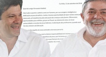 Carta de Lula para Haddad: “Cuide com muito carinho das pessoas, como eu gostaria de estar cuidando”