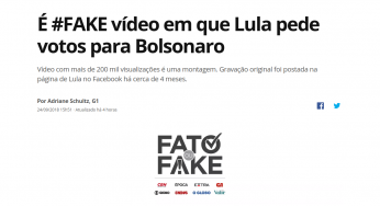 É #FAKE: Lula nunca fez vídeo falando de Bolsonaro