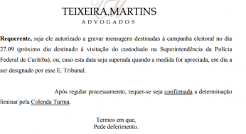 Lula entra com pedido de tutela de urgência para gravar mensagens de apoio a Haddad