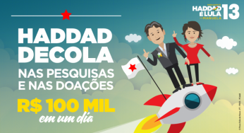 Após Ibope vaquinha do Haddad bate recorde e chega a 100 mil em 24 horas