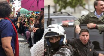 Haddad é recebido com flores para votar. Bolsonaro sai escoltado por fuzis