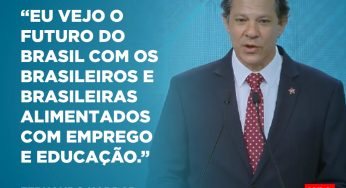 Haddad no #DebatenaRecord: “Vejo um futuro de brasileiros com espíritos desarmados, alimentados por trabalho e educação”
