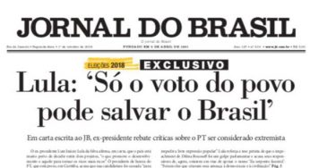 Artigo de Lula no JB: “Só o voto do povo pode salvar o Brasil”