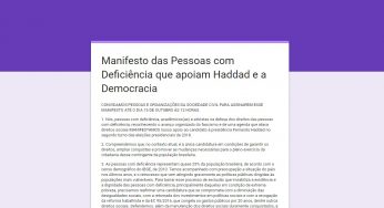Manifesto das Pessoas com Deficiência que apoiam Haddad e a Democracia é lançado