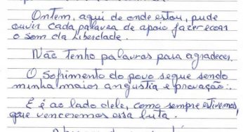 Lula: “Ontem ouvi cada palavra de apoio fazer ecoar o som da liberdade”