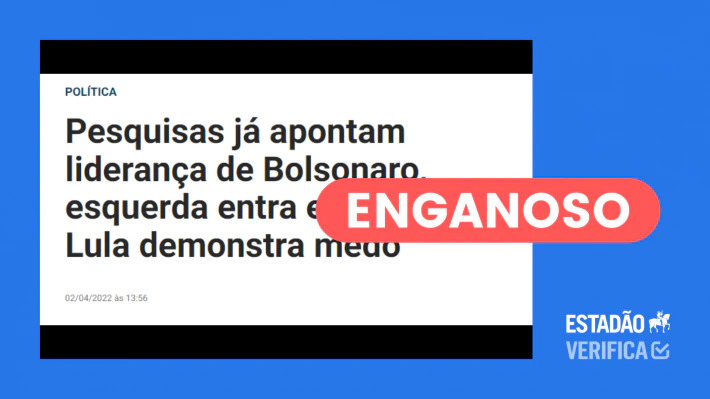 Site faz recorte enviesado de pesquisa eleitoral para parecer que Bolsonaro lidera