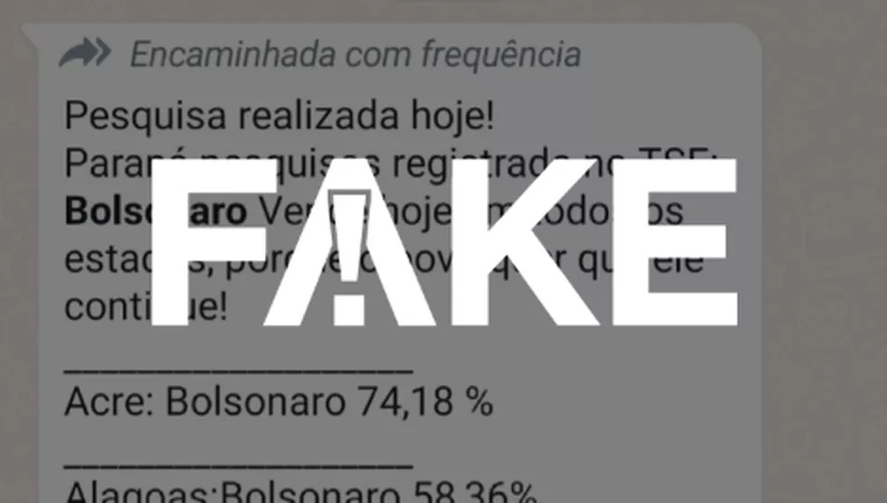 É #FAKE que pesquisa aponte Bolsonaro como líder em todos os estados em abril de 2022