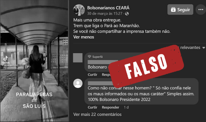 Governo Bolsonaro não inaugurou trem de passageiros entre Pará e Maranhão