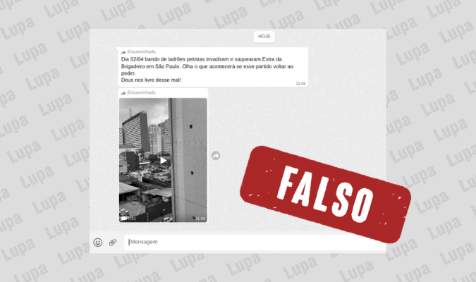 É falso que manifestantes do PT promoveram saques em supermercado do Extra em SP