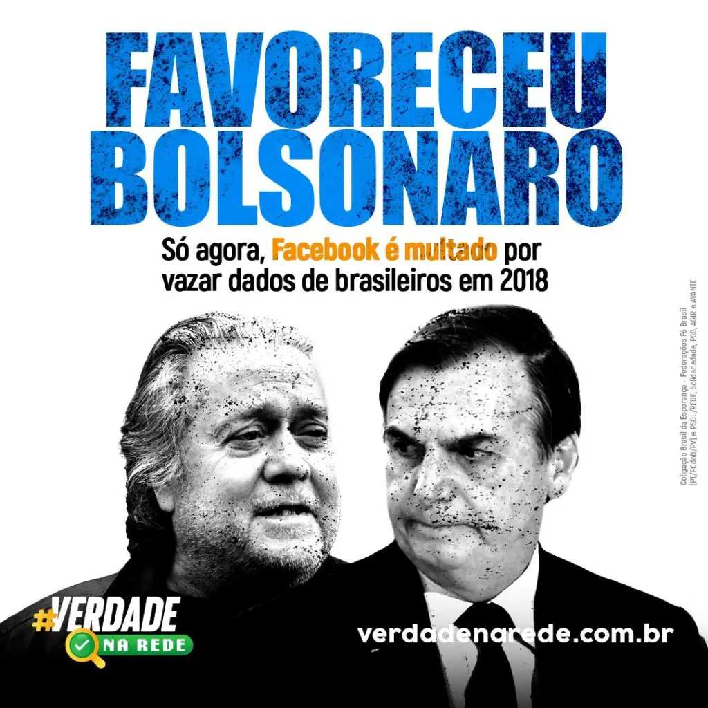 Steve Bannon e Bolsonaro se beneficiaram do vazamento ilegal dos dados de milhares de brasileiros para interferir nas eleições de 2018.