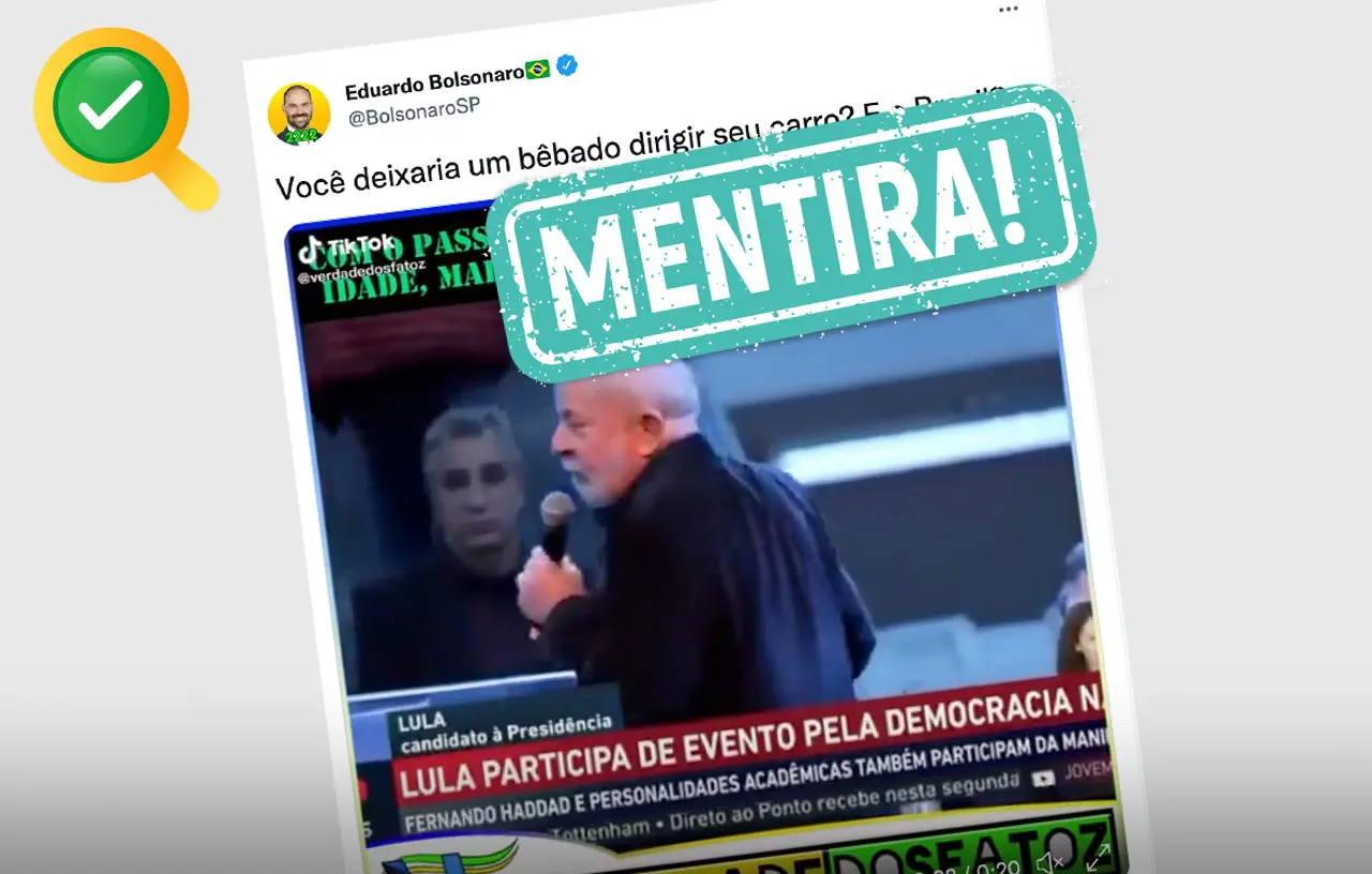 Em pânico, Eduardo Bolsonaro mente que Lula estava bêbado em discurso
