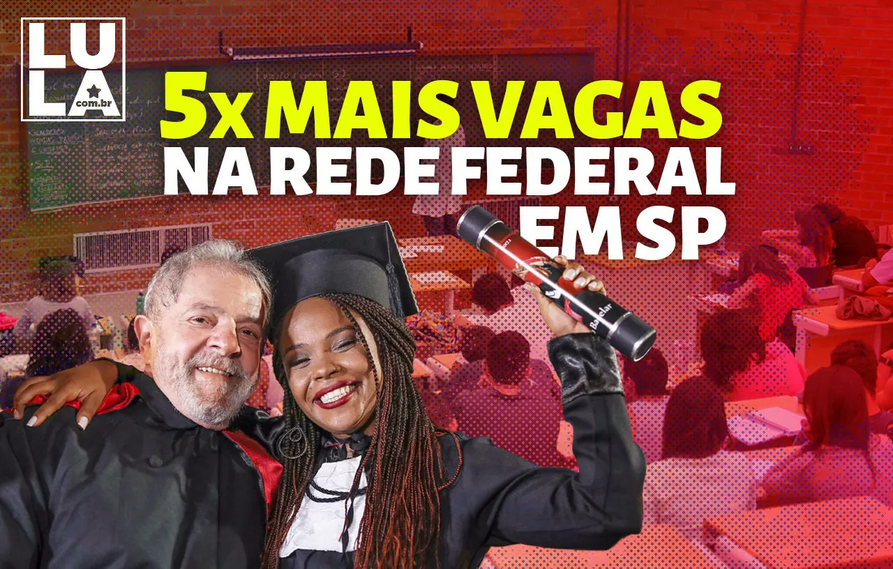 Em 13 anos, investimentos iniciados por Lula quintuplicaram o número de alunos na rede federal em SP