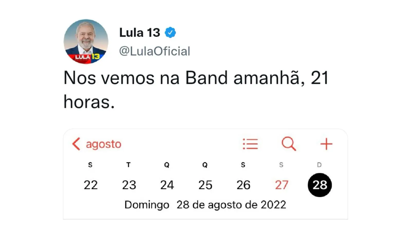 Lula utiliza o Twitter para confirmar participação em debate na TV Band
