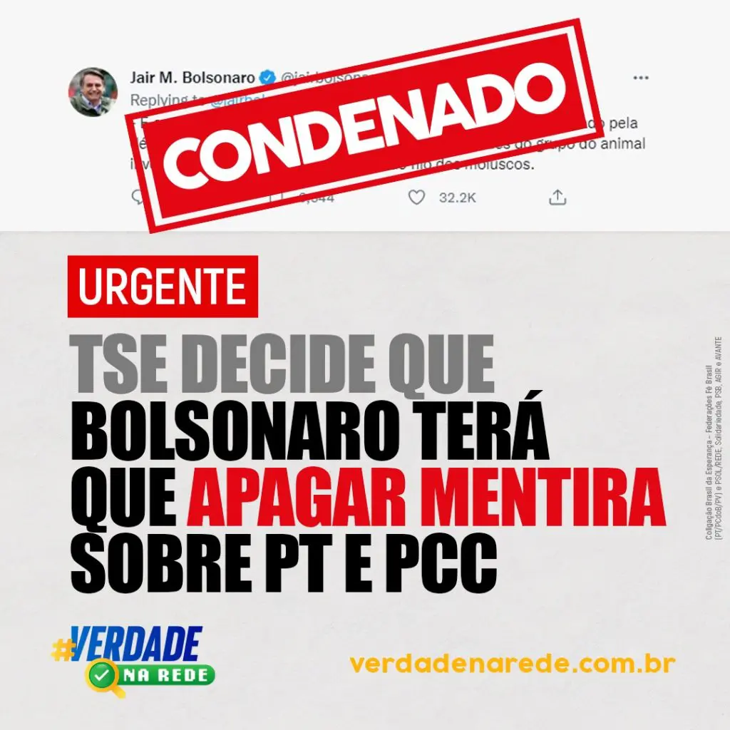 Bolsonaro terá que apagar mentiras contra o PT. E será multado também. Vitória da verdade!