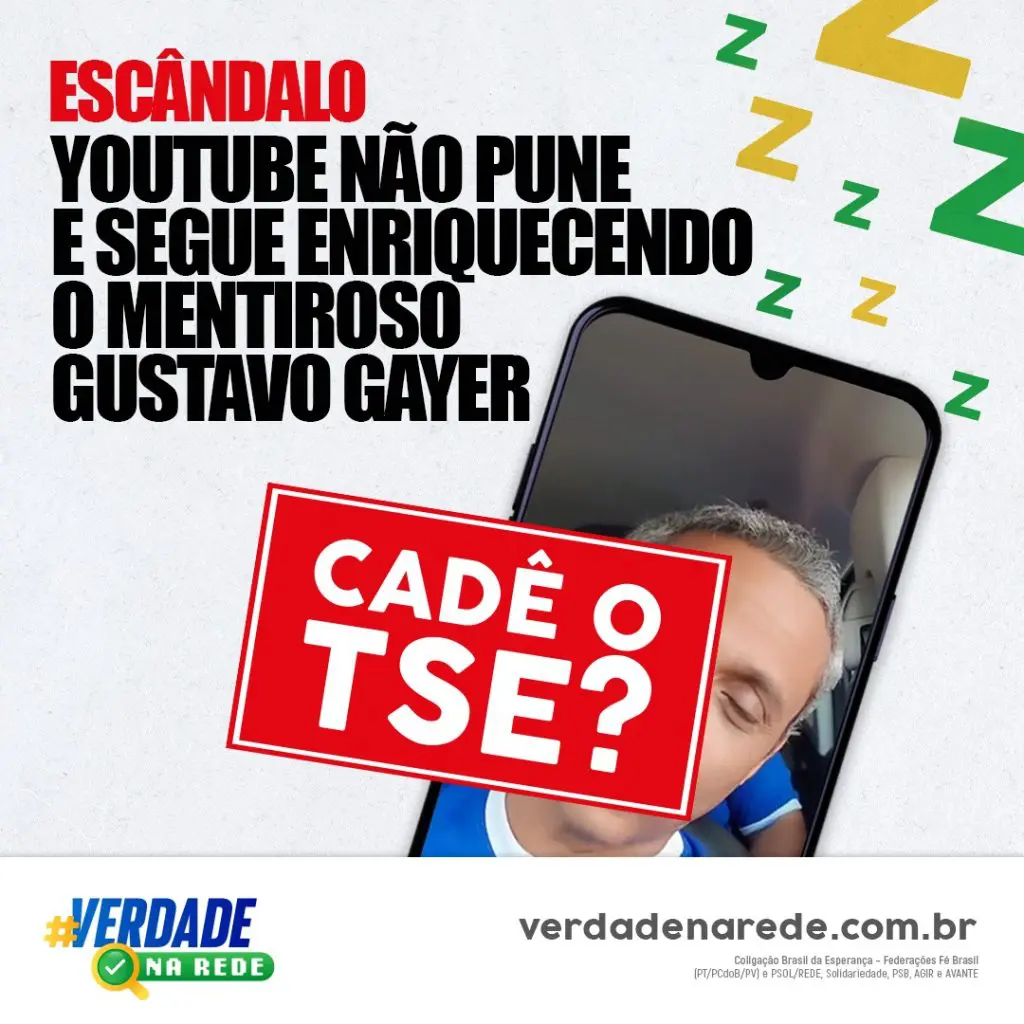 YouTube segue enriquecendo o mentiroso Gustavo Gayer