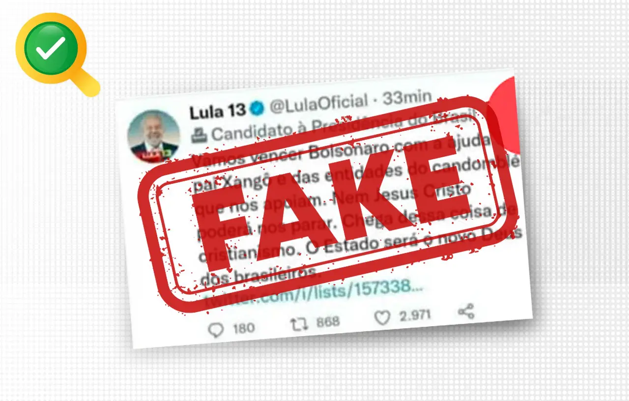 Não caia em fake news religiosas. Lula não citou “Pai Xangô” em tuíte