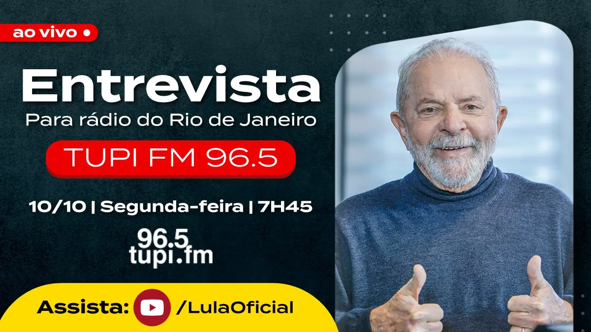 Aviso de pauta: Lula concede entrevista à Super Rádio Tupi nesta segunda, 10
