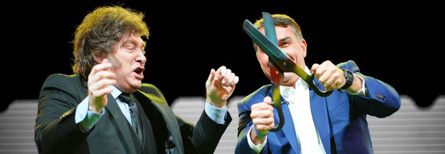 Flávio Bolsonaro e Javier Milei, presidente da Argentina